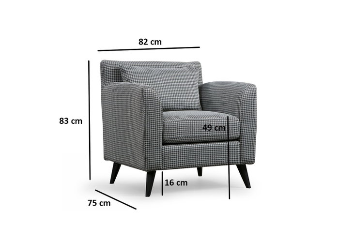 Atelier Del Sofa Nordic Armchair Patterned Blanco y Negro